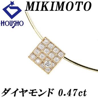 MIKIMOTO Diamond Necklace K18 Yellow Gold K18 White Gold MIKIMOTO 3way Reversible Omega Check Square [Used] [900380]