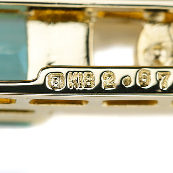 ミキモト トルマリン ブローチ  ダイヤモンド シェル K18イエローゴールド MIKIMOTO【中古】【900397】