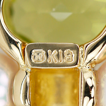 ミキモト ペリドット ブローチ シトリン アコヤ真珠 K18イエローゴールド MIKIMOTO 透かし【中古】【900401】