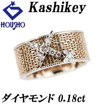 Kashikey Brown Diamond Naked Ring Diamond K18 Brown Gold Pt900 Kashikey Cross Wide Thick [Used] [900408]