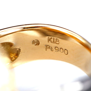 TASAKI Tasaki Pearl White South Sea Pearl Ring Diamond K18 Yellow Gold Pt900 TASAKI Pavé Wide Thick [Used] [900415]