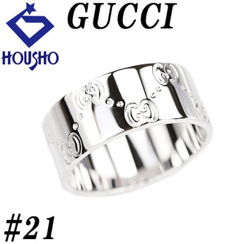 グッチ アイコン リング K18ホワイトゴールド GUCCI #21 太め 幅広 メンズ ユニセックス 地金のみ 石なし【中古】【900436】