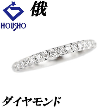 Diamond Ring Pt950 NIWAKA KUON Half Eternity Single Letter Thin Delicate [Used] [900443]