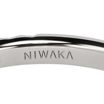 Diamond Ring Pt950 NIWAKA KUON Half Eternity Single Letter Thin Delicate [Used] [900443]