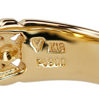 ベリテ シトリン リング  ダイヤモンド K18イエローゴールド Pt900 VERITE 透かし ドット【中古】【900449】