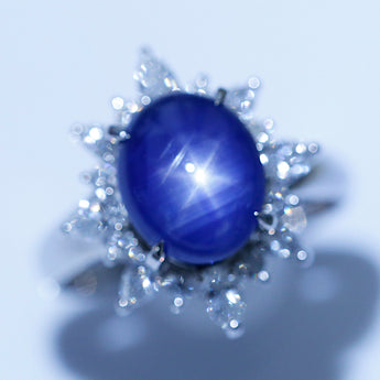 Star sapphire ring, diamond, Pt900 [Used] [900451]