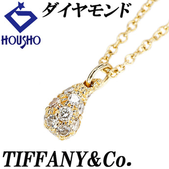 Tiffany Diamond Teardrop Necklace K18 Yellow Gold TIFFANY&amp;Co. Elsa Peretti Drop Droplet Tear Pavé [Used] [900462]