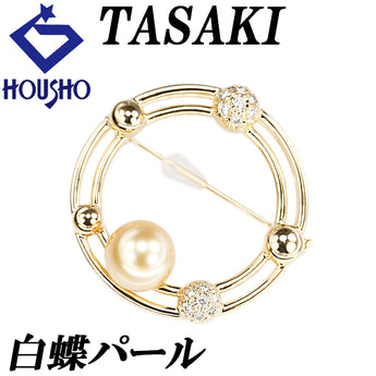 TASAKI White South Sea Pearl Brooch Diamond K18 Yellow Gold TASAKI [Used] [900468]