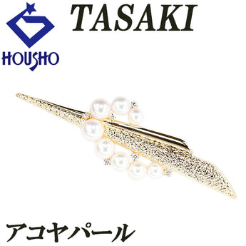TASAKI Akoya Pearl Brooch Diamond K18 Yellow Gold [Used] [900469]
