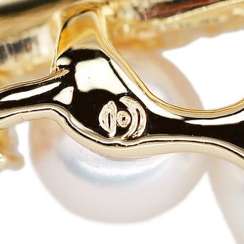 TASAKI Akoya Pearl Brooch Diamond K18 Yellow Gold [Used] [900469]