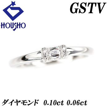ジーエスティービー ダイヤモンド リング  ダイヤモンド Pt950 GSTV 多面体カット 変形カット ファンシーカット 細め【中古】【900483】