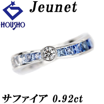 Jeunet Blue Sapphire Ring Diamond K18 White Gold Jeunet Gradient Wave [Used] [900499]