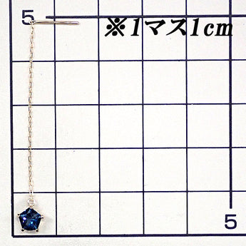 ブルートパーズ ピアス  K18イエローゴールド 星 スター チェーン 揺れる【中古】【900530】