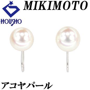 MIKIMOTO Akoya pearl earrings, K18 white gold, MIKIMOTO single pearl [Used] [900543]