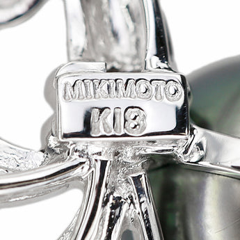 ミキモト 黒蝶真珠(南洋真珠) ブローチ K18ホワイトゴールド MIKIMOTO 一粒パール 透かし【中古】【900545】