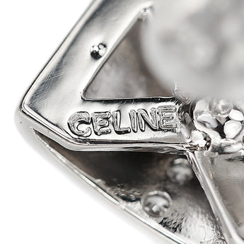 セリーヌ ダイヤモンド ピアス  Pt900 Pt850 CELINE スクエア 四角 梨地 ツヤ消し マット【中古】【900553】