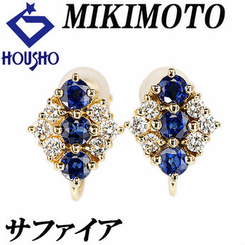 MIKIMOTO Sapphire Earrings Diamond K18 Yellow Gold MIKIMOTO Diamond Shape [Used] [900564]