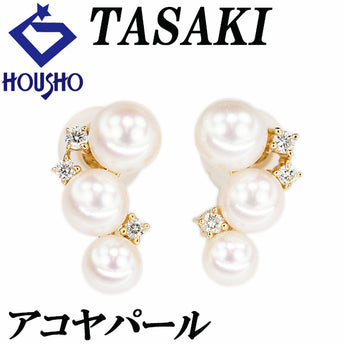 TASAKI Akoya Pearl Earrings Diamond K18 Yellow Gold [Used] [900565]