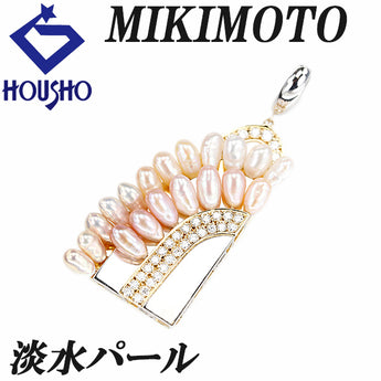 MIKIMOTO Freshwater Pearl Pendant Top Diamond K18 Yellow Gold K14 White Gold MIKIMOTO [Used] [900575]