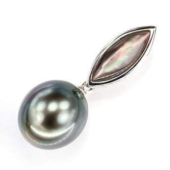 タサキ 田崎真珠 黒蝶真珠(南洋真珠) ペンダントトップ ダイヤモンド シェル K18ホワイトゴールド TASAKI リバーシブル 2way【中古】【900577】