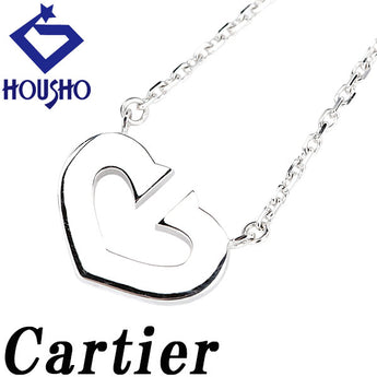 カルティエ Cハート ネックレス K18ホワイトゴールド CARTIER 地金のみ 石なし【中古】【900592】