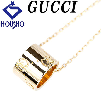 Gucci Icon Necklace K18 Yellow Gold GUCCI Logo Metal Only No Stones [Used] [900595]