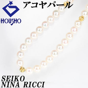 セイコー ニナリッチ NINA RICCI アコヤ真珠 ネックレス ダイヤモンド K18イエローゴールド SEIKO 2way【中古】【900597】