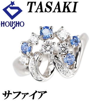 TASAKI Tasaki Pearl Blue Sapphire Ring Diamond Pt900 TASAKI Openwork [Used] [900613]