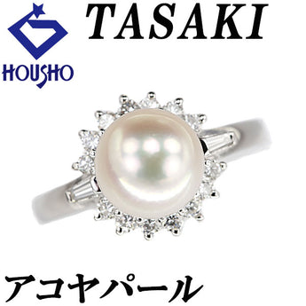 タサキ 田崎真珠 アコヤ真珠 リング ダイヤモンド Pt900 TASAKI【中古】【900628】