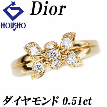 クリスチャンディオール ダイヤモンド リング  K18イエローゴールド Christian Dior リボン【中古】【900633】