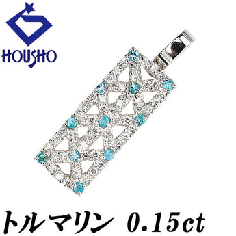 Diamond pendant top Paraiba tourmaline Pt900 openwork [Used] [900659]