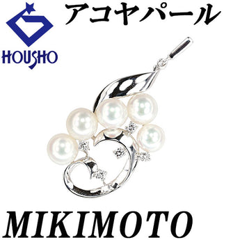 MIKIMOTO Akoya pearl pendant top, diamond, K14 white gold, MIKIMOTO, openwork [Used] [900666]