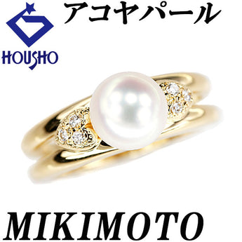 MIKIMOTO Akoya pearl ring, diamond, K18 yellow gold, MIKIMOTO, double-row style, heart, openwork [Used] [900687]