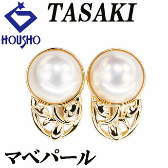 タサキ 田崎真珠 マベパール イヤリング K18イエローゴールド TASAKI 一粒パール 葉 リーフ 植物 ボタニカル【中古】【900702】