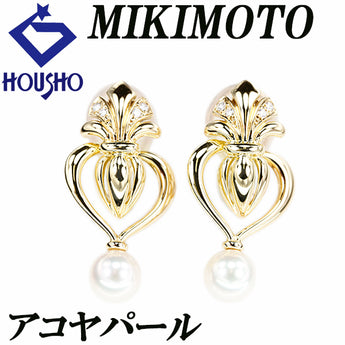 MIKIMOTO Diamond Earrings Diamond Akoya Pearl K18 Yellow Gold MIKIMOTO Heart Multi-way 4-way Dangling [Used] [900703]
