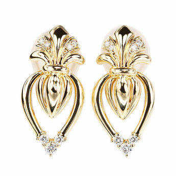 MIKIMOTO Diamond Earrings Diamond Akoya Pearl K18 Yellow Gold MIKIMOTO Heart Multi-way 4-way Dangling [Used] [900703]