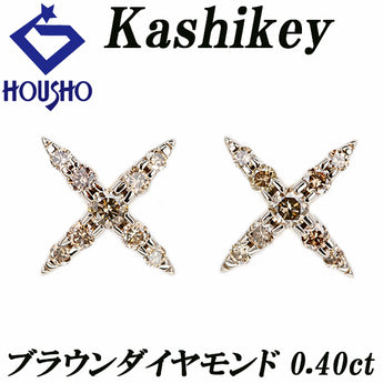 カシケイ ブラウンダイヤモンド ネイキッド ピアス  K18ブラウンゴールド Kashikey クロス 十字【中古】【900707】