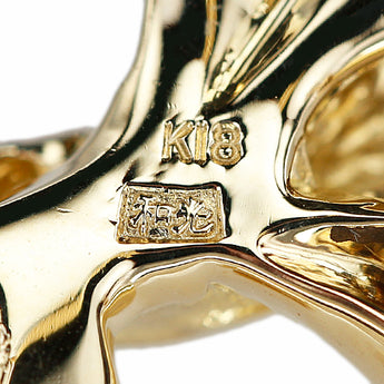 和光 WAKO アコヤ真珠 ブローチ K18イエローゴールド リボン リース サークル ラウンド 円 丸【中古】【900712】