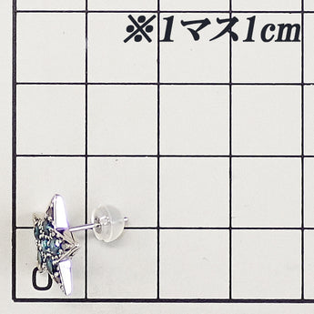 インディゴトルマリン ピアス  ブラックダイヤモンド K18ホワイトゴールド 星 スター 【中古】【900715】