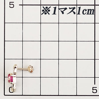 ルビー ピアス ダイヤモンド K18イエローゴールド リボン 【中古】【900718】