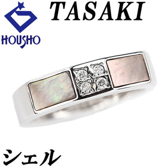 TASAKI Diamond Ring Shell K14 White Gold Square [Used] [900736]