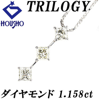 トリロジー TRILOGY イエローダイヤモンド ネックレス  Pt900 Pt850 プリンセスカット 変形カット ファンシーカット 揺れる【中古】【900743】