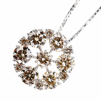 Brown diamond necklace, K18 white gold, 3-way, multi-way, circle, round, circle, round [Used] [900776]