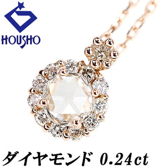 Diamond necklace, diamond, K18 pink gold, rose cut, irregular cut, fancy cut, delicate [Used] [900780]