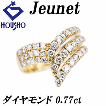 Jeunet Diamond Ring K18 Yellow Gold Jeunet Pinky Ring V-Shape Openwork [Used] [900803]
