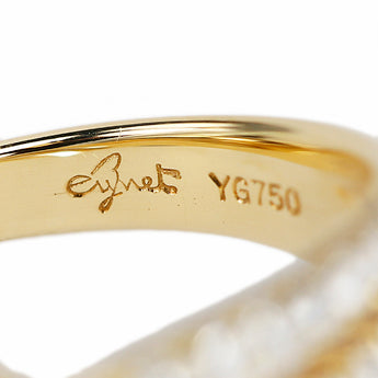 Jeunet Diamond Ring K18 Yellow Gold Jeunet Pinky Ring V-Shape Openwork [Used] [900803]
