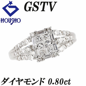 ジーエスティービー ダイヤモンド リング  Pt950 GSTV プリンセスカット テーパーカット 変形カット ファンシーカット【中古】【900810】