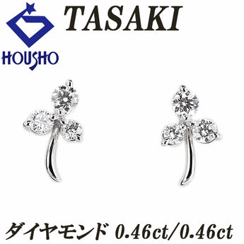 Tasaki Tasaki Pearl Diamond Earrings Pt900 TASAKI Three-leaf Leaf Plant Botanical [Used] [900828]