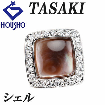 タサキ 田崎真珠 シェル ペンダントトップ ダイヤモンド K18ホワイトゴールド TASAKI 四角 スクエア【中古】【900843】