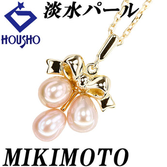 ミキモト 淡水真珠 ネックレス K18イエローゴールド MIKIMOTO リボン 【中古】【900854】